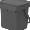 Skraldespande<Brabantia Affaldsspand m/låg sort. kon. 3 ltr