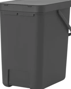 Skraldespande<Brabantia Affaldsspand m/låg sort. kon 25 ltr.
