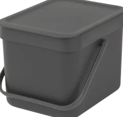 Skraldespande<Brabantia Affaldsspand m/låg sort.kon. 6 ltr