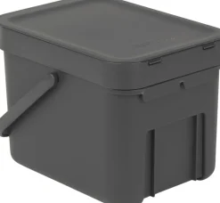 Skraldespande<Brabantia Affaldsspand m/låg sort.kon. 6 ltr