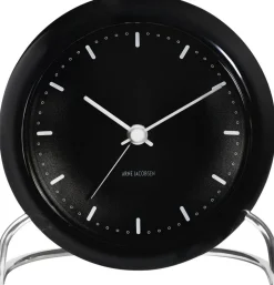Ure & Vejrstationer<Arne Jacobsen Clocks AJ City Hall bordur sort/sort, Ø 11 cm, alarm
