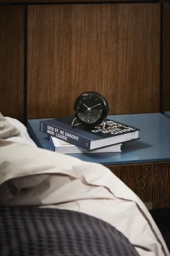 Ure & Vejrstationer<Arne Jacobsen Clocks AJ City Hall bordur sort/sort, Ø 11 cm, alarm