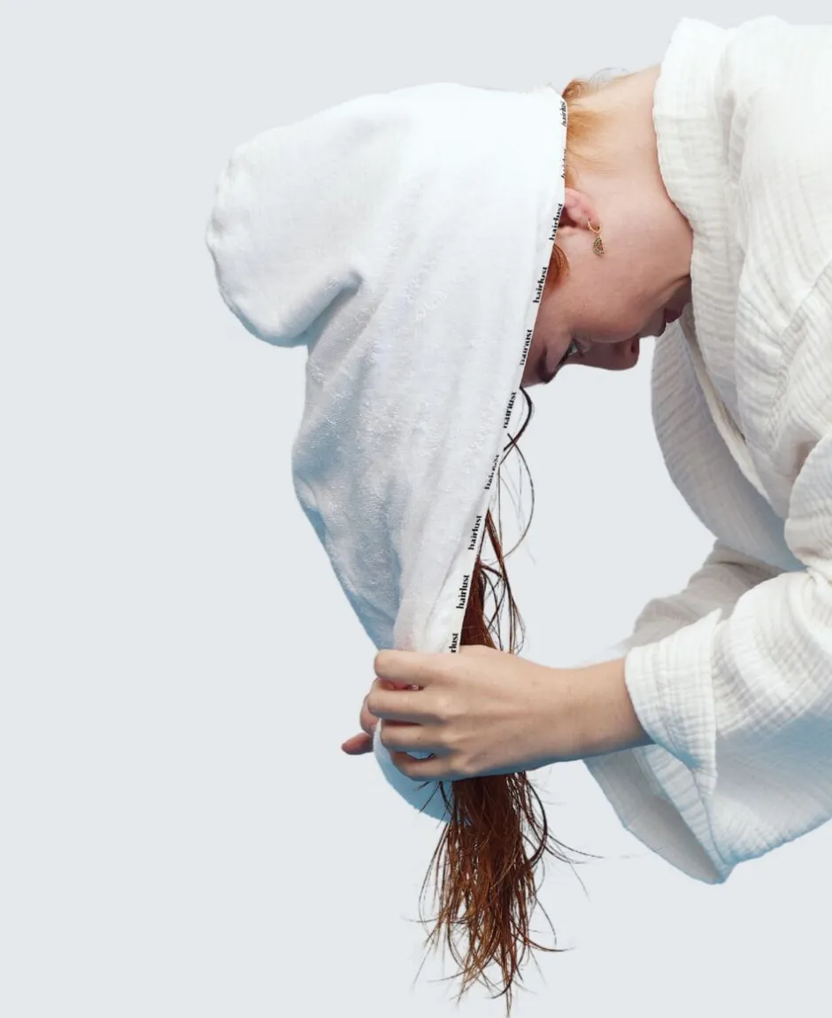 Håndklæder<Hairlust Bamboo Hair Towel Wrap, White