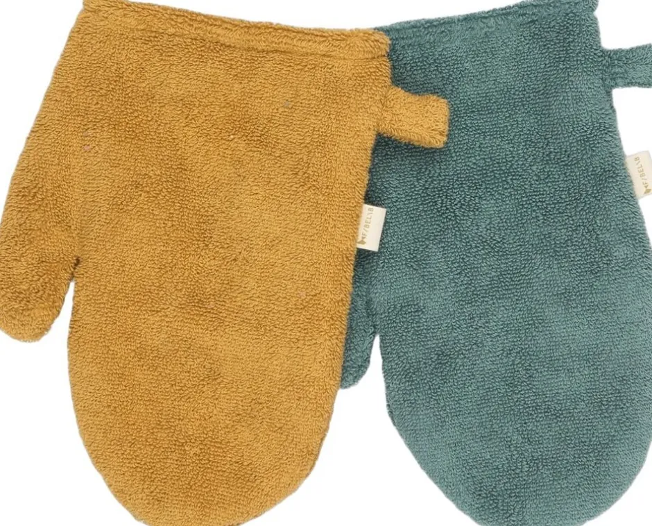 Håndklæder<Fabelab Bath Mitts - 2 pack - Bear and Bunny Wood thrush