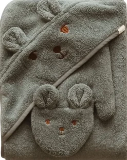 Håndklæder<Fabelab Bath Mitts - 2 pack - Bear and Bunny Wood thrush