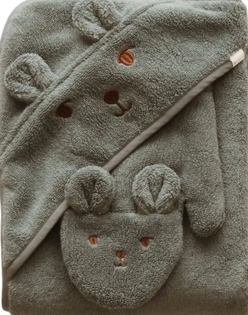 Håndklæder<Fabelab Bath Mitts - 2 pack - Bear and Bunny Wood thrush