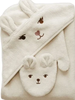 Håndklæder<Fabelab Bath Mitts - 2 pack - Bear and Bunny Ash rose
