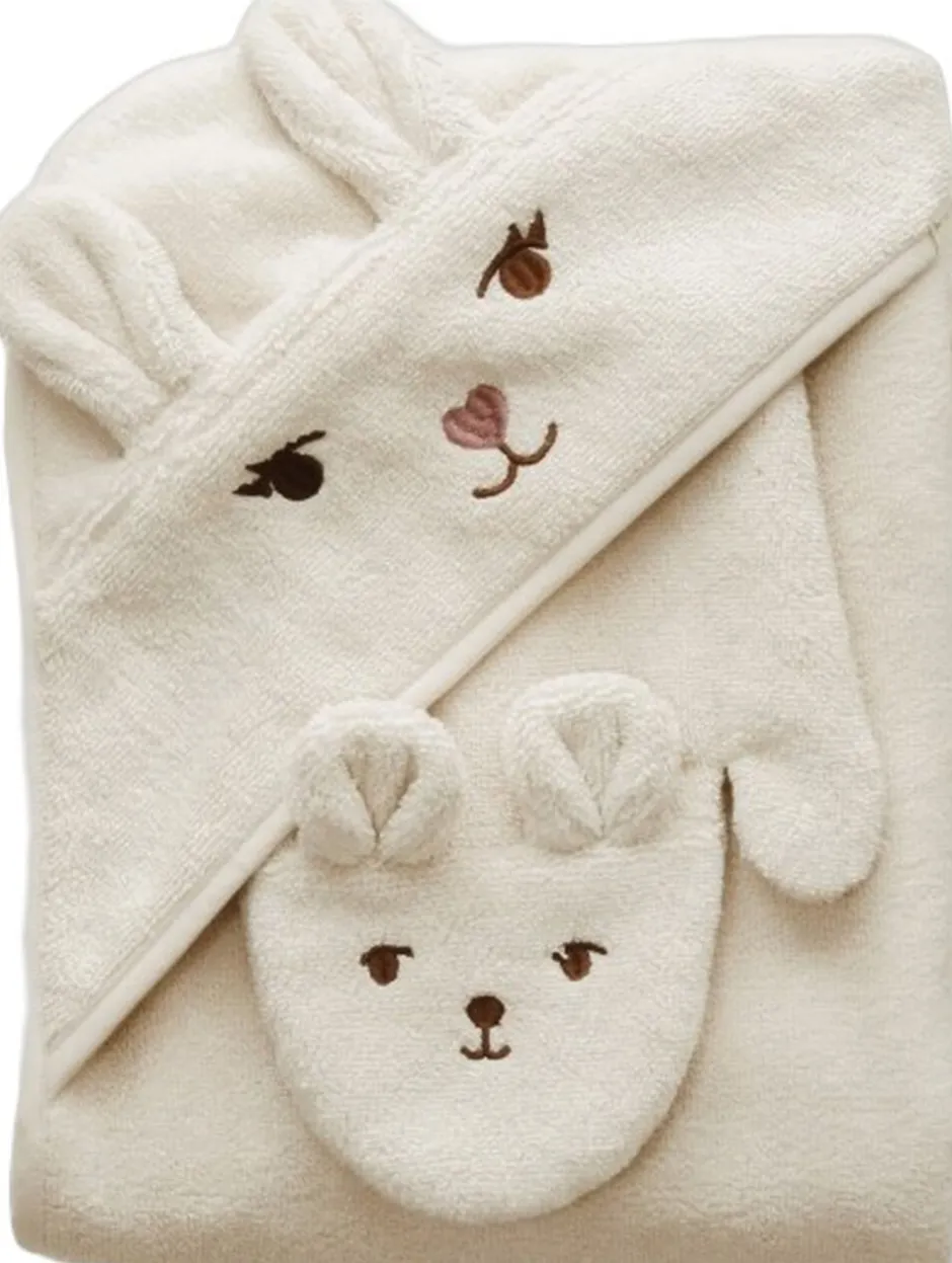 Håndklæder<Fabelab Bath Mitts - 2 pack - Bear and Bunny Ash rose