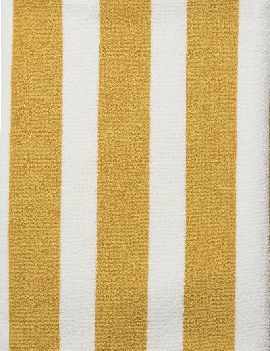 Håndklæder<Magasin du Nord Collection Beach towel 100x180 old gold/starwhite stripe GOTS