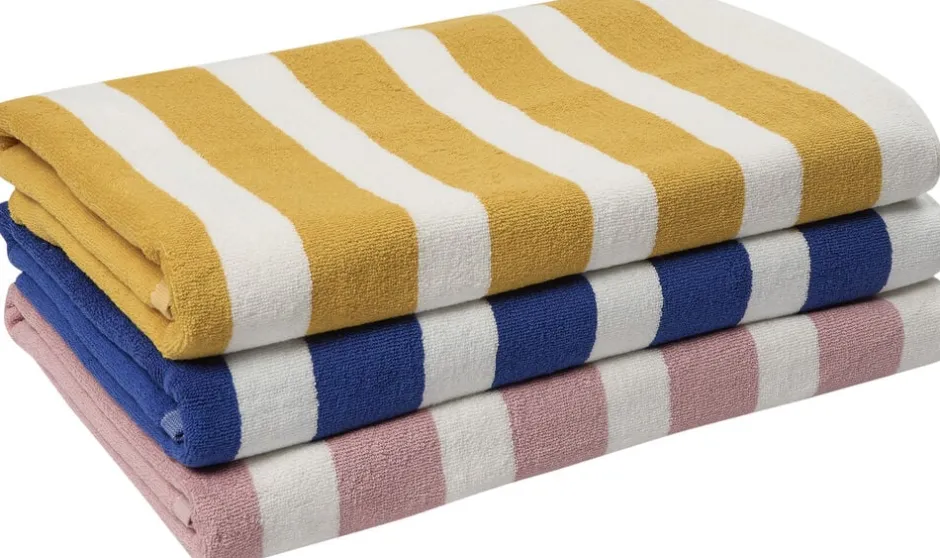Håndklæder<Magasin du Nord Collection Beach towel 100x180 old gold/starwhite stripe GOTS