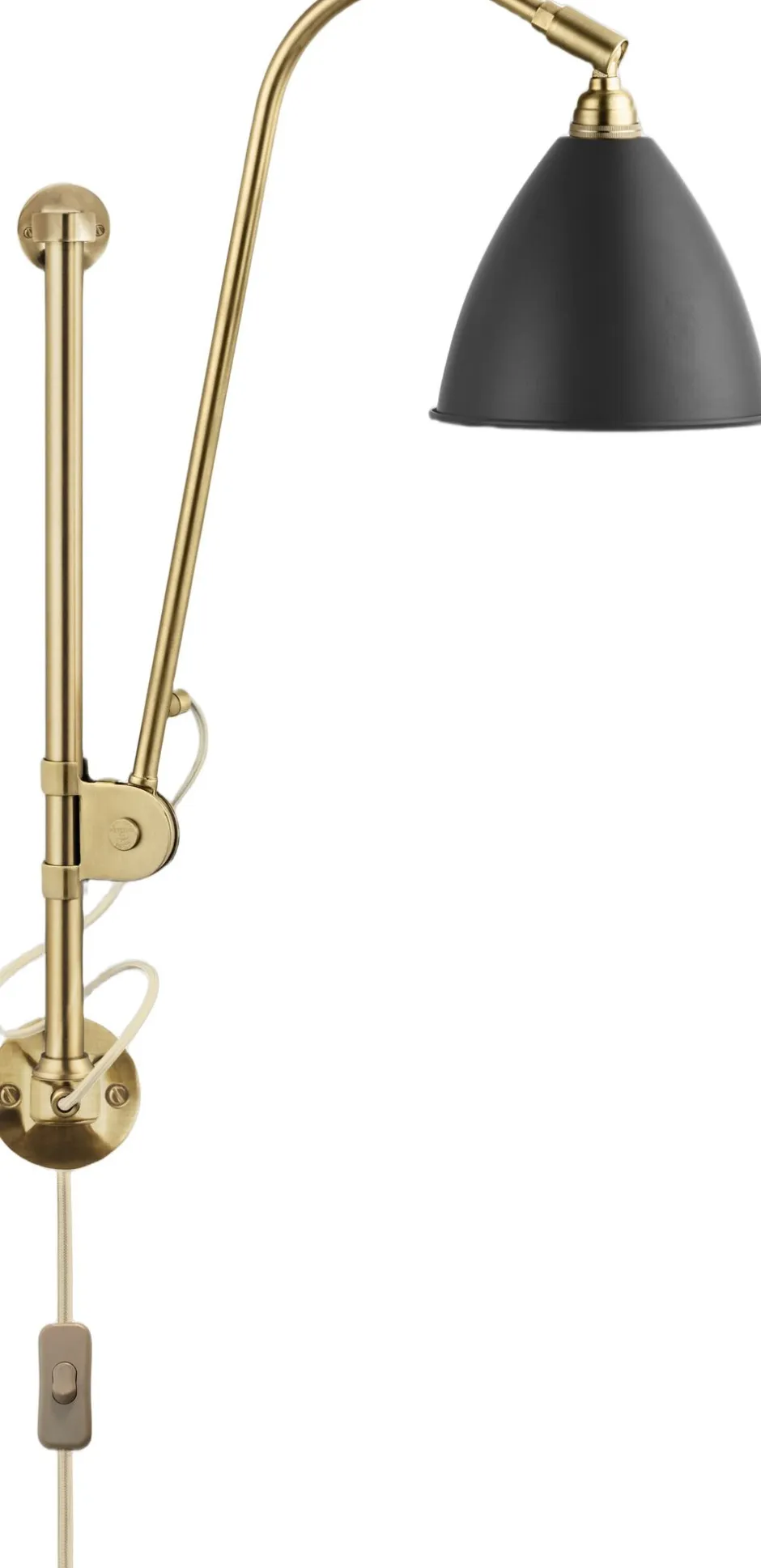 Væglamper<Gubi BL5 Wall Lamp 16 all brass parts/charcoal black shade