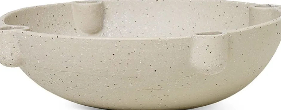 Lys & Lysestager<Ferm Living Bowl Candle Holder - L - Ceramic - Light Grey