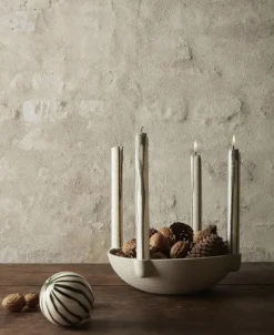 Lys & Lysestager<Ferm Living Bowl Candle Holder - L - Ceramic - Light Grey