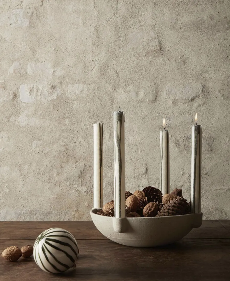 Lys & Lysestager<Ferm Living Bowl Candle Holder - L - Ceramic - Light Grey