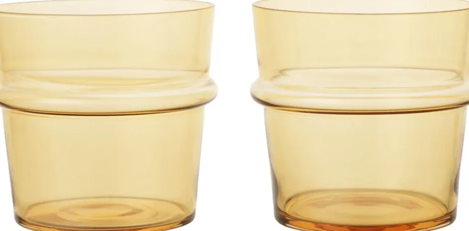 Glas<Ferm Living Boya Low Glasses - Set of 2 - Yellow