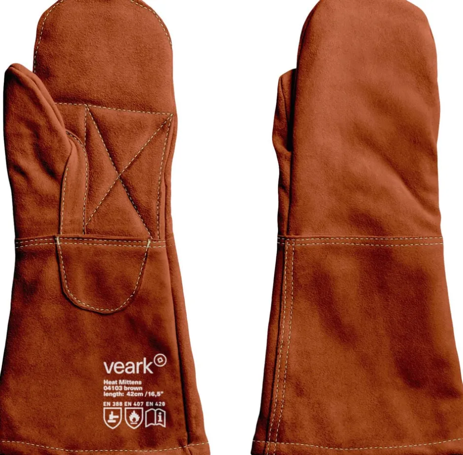 Tekstiler Til Køkkenet<Veark Brown - Heat Mittens - rawhide leather, with canvas