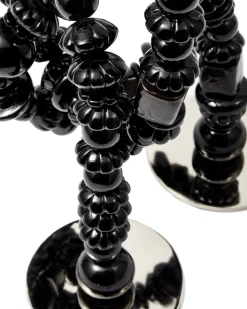Lys & Lysestager<Polspotten candle holder beads black