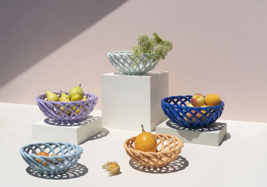 Figurer & Skulpturer<OCTAEVO CERAMIC BASKET SICILIA SMALL LIGHT BLUE
