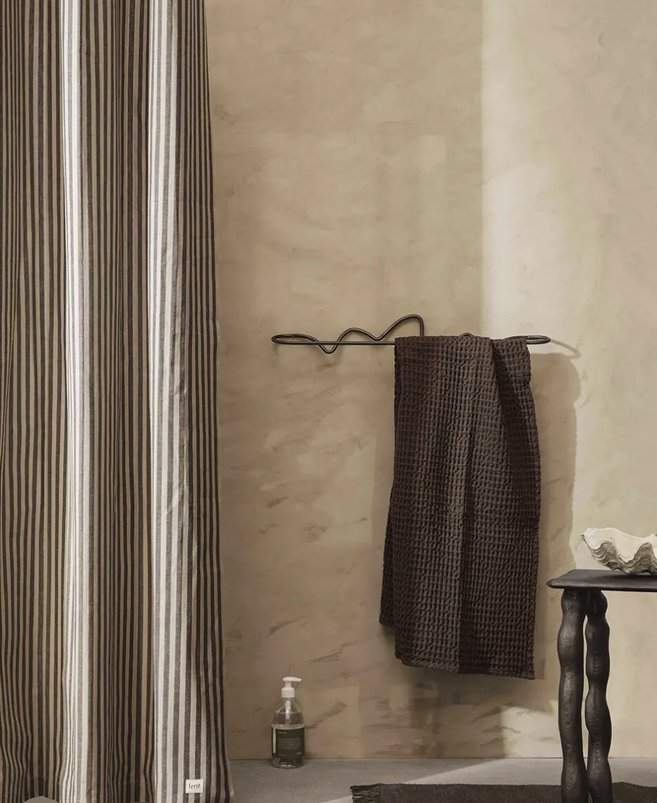 Badeforhæng<Ferm Living Chambray Shower Curtain - Sand/Black