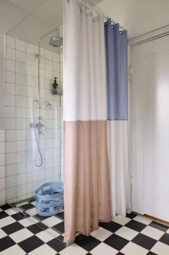 Badeforhæng<Hay Check Shower Curtain-Blue
