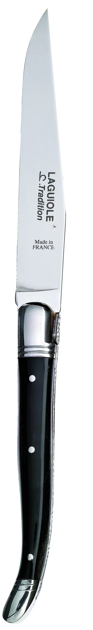 Bestik<Laguiole Tradition CHL Steakkniv Sort Horn Str. /ST-2
