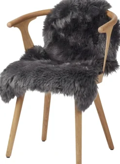 Skind<NATURES Collection 90cm-up New Zealand Sheepskin, Long Wool Dark Grey/ 90x60