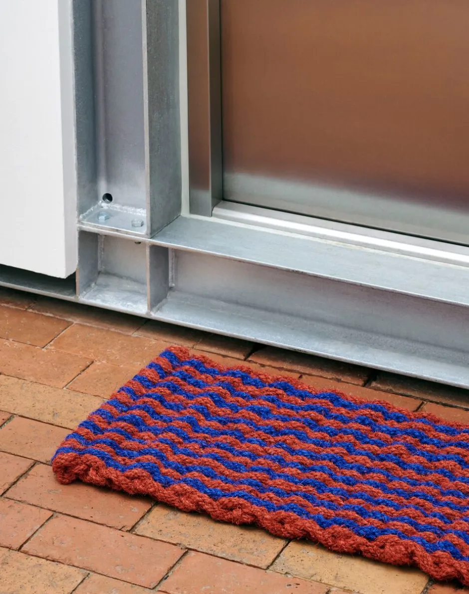 Gulvtæpper<Hay Coco Door Mat-Stripe Wave-Brown and navy