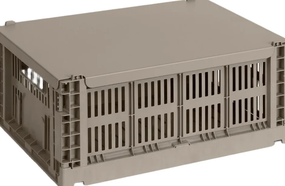 Opbevaring<Hay Color Crate Metal Lid, Medium Warm grey