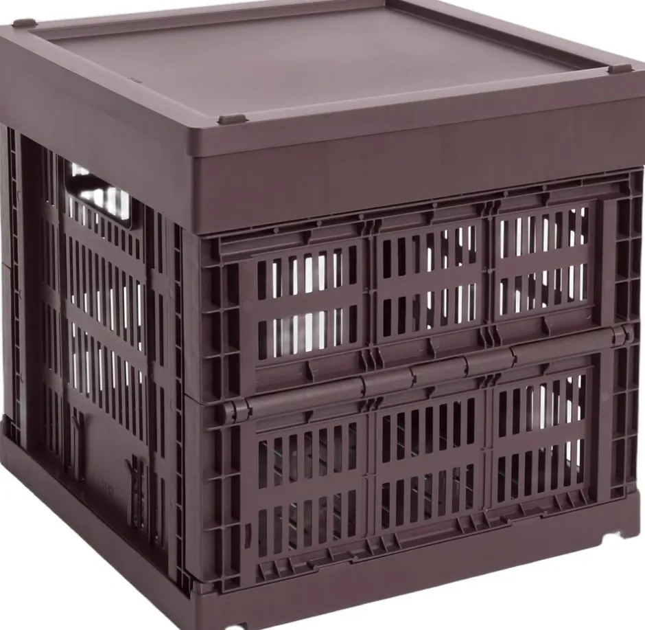 Opbevaring<Hay Colour Crate Plastic Lid Square/Cube, Medium Bordeaux