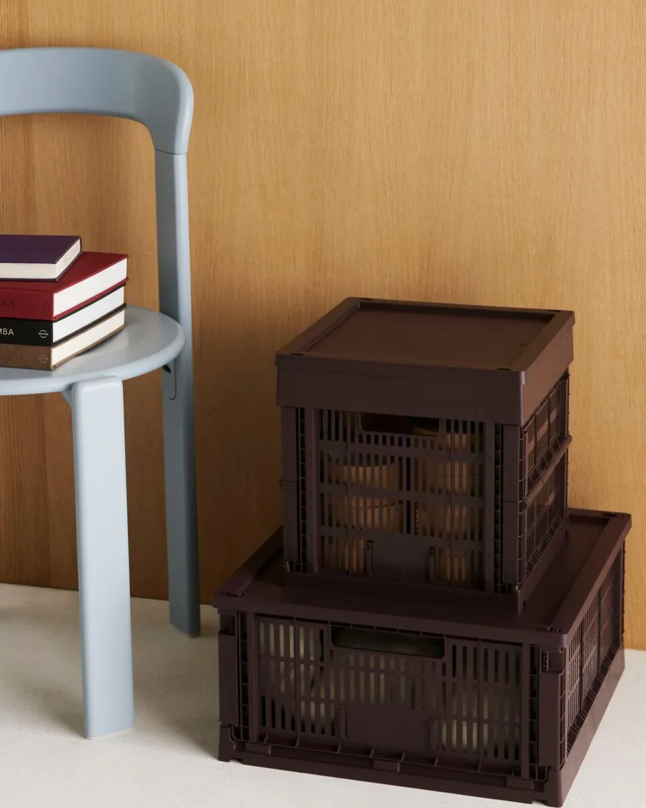 Opbevaring<Hay Colour Crate Plastic Lid Square/Cube, Medium Bordeaux