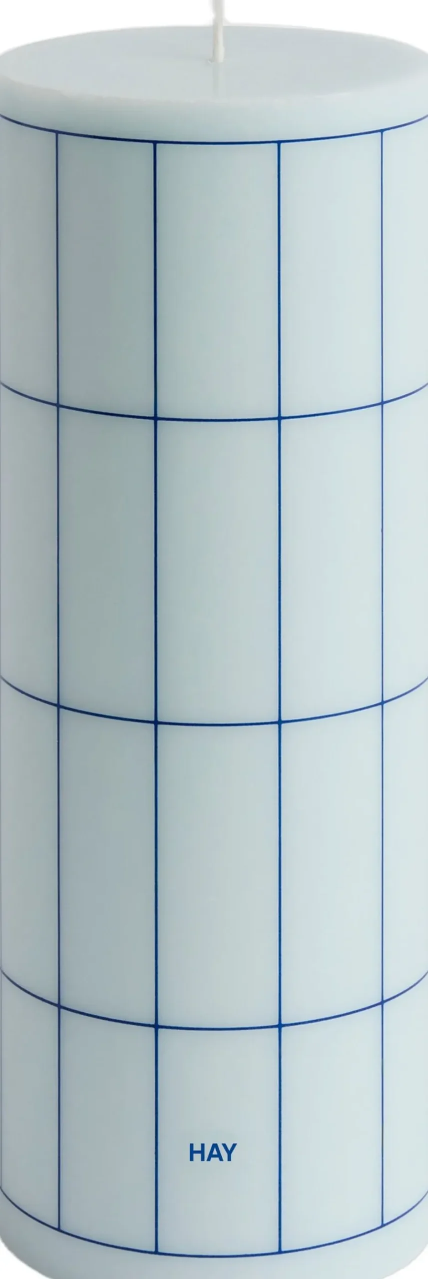 Lys & Lysestager<Hay Column Candle-Large-Light blue with blue grid check