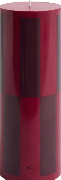 Lys & Lysestager<Hay Column Candle-Large-Wine with bordeaux large check