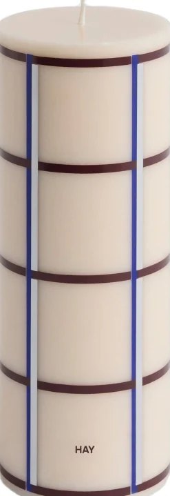 Lys & Lysestager<Hay Column Candle-Medium-Off-white, bordeaux, blue and silver