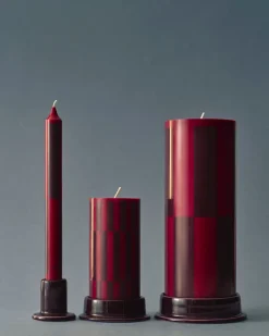 Lys & Lysestager<Hay Column Candle-Small-Wine and bordeaux