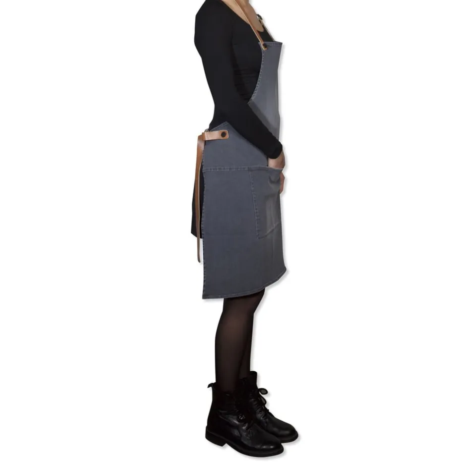 Tekstiler Til Køkkenet<DutchDeluxes Demin forklæde BBQ Style Apron Washed Grey