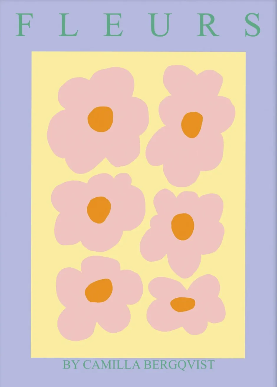 Plakater & Rammer<Poster & Frame Fleurs gul Lyserød