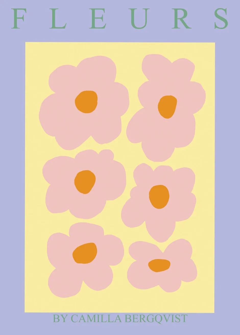Plakater & Rammer<Poster & Frame Fleurs gul Lyserød