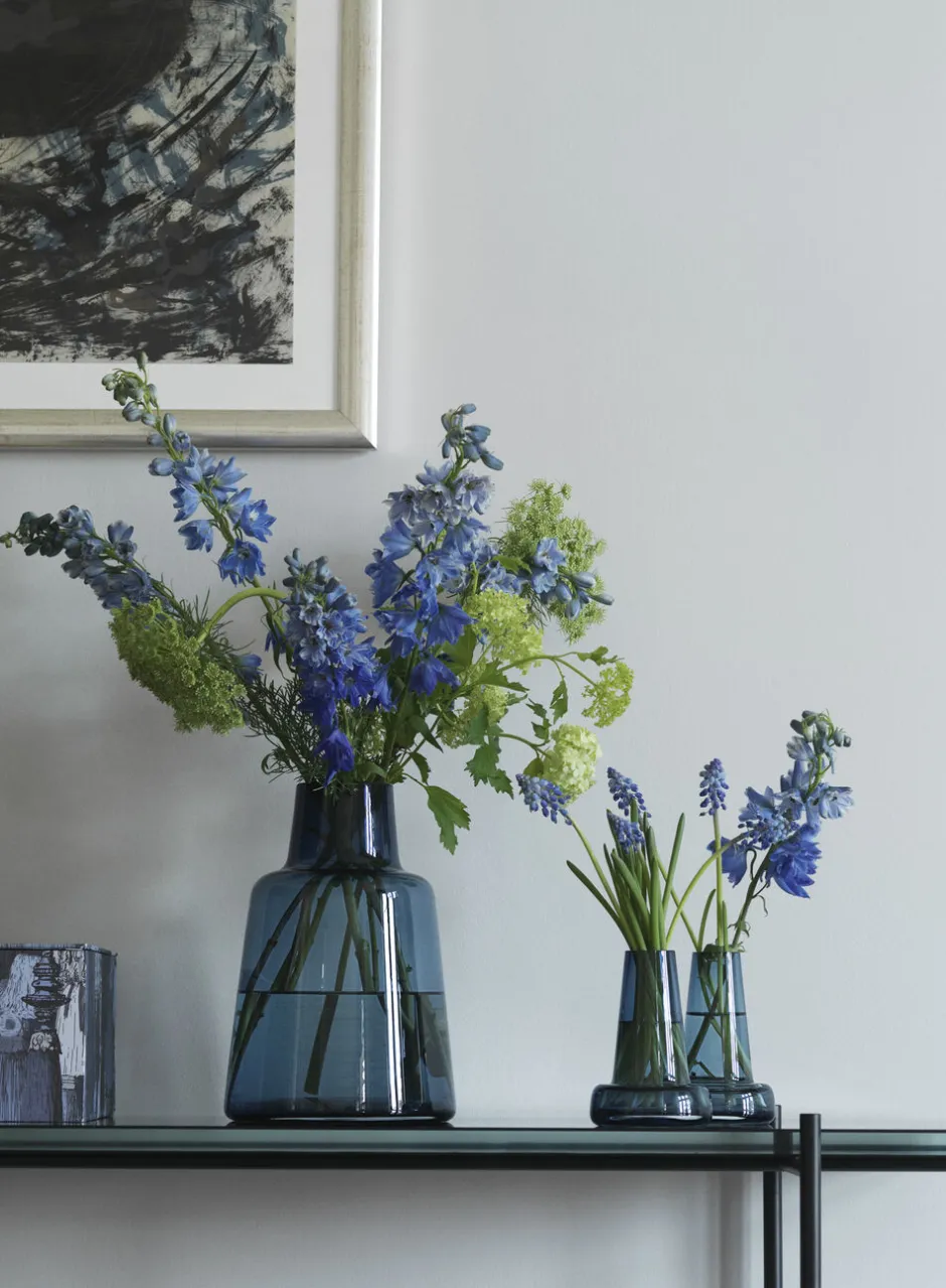 Vaser & Urtepotteskjulere<Holmegaard Flora Vase kort hals, blå, H 24 cm