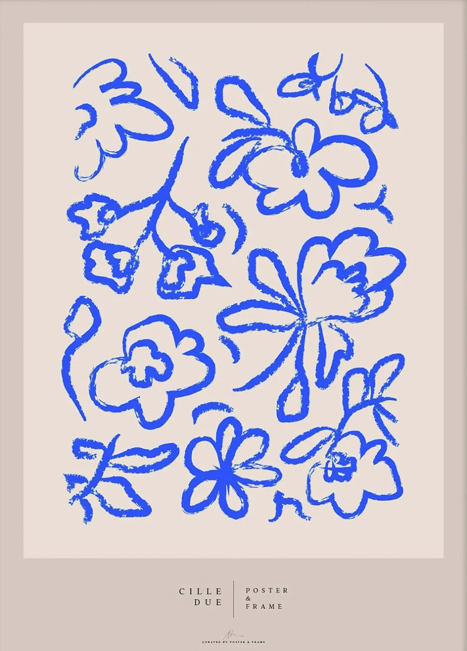 Plakater & Rammer<Poster & Frame Flower Beige & blå