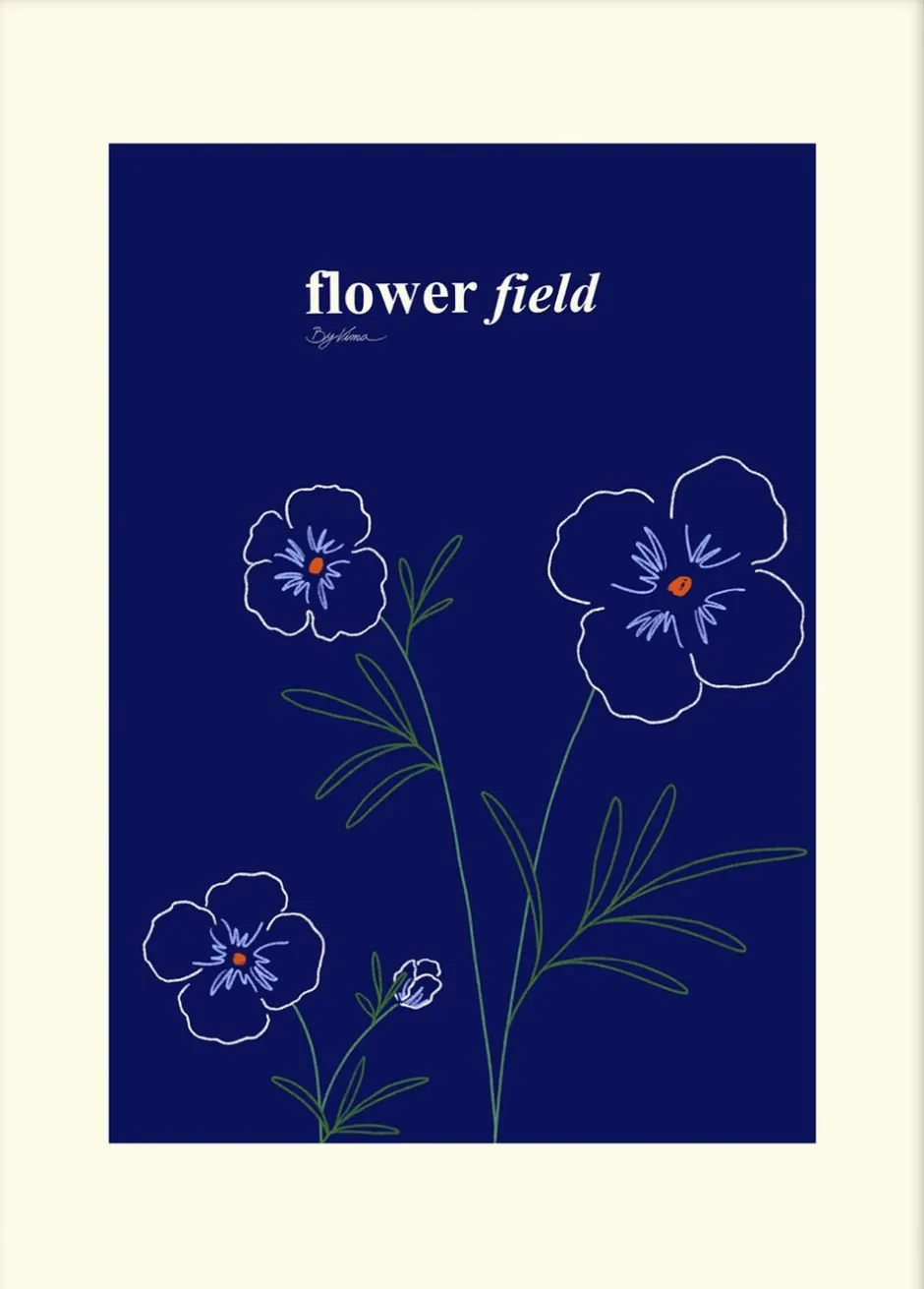 Plakater & Rammer<Poster & Frame Flower Field 02 Blå