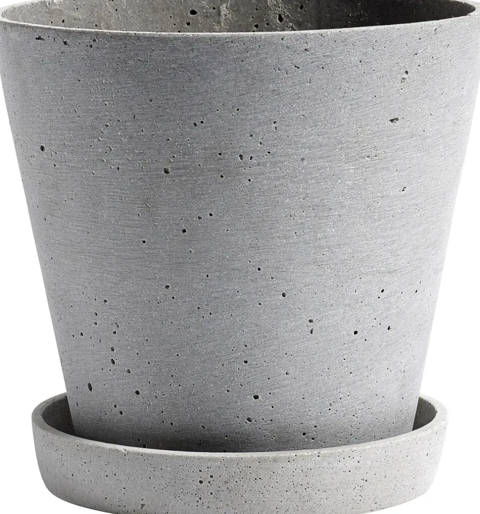 Vaser & Urtepotteskjulere<Hay Flowerpot with Saucer-Large-Grey