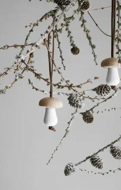 Juletræspynt<Rosendahl Forest Tales Svamp Ø4. 5 cm blank hvid