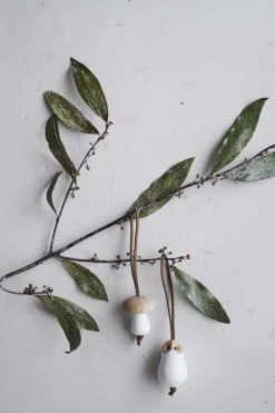 Juletræspynt<Rosendahl Forest Tales Svamp Ø4. 5 cm blank hvid
