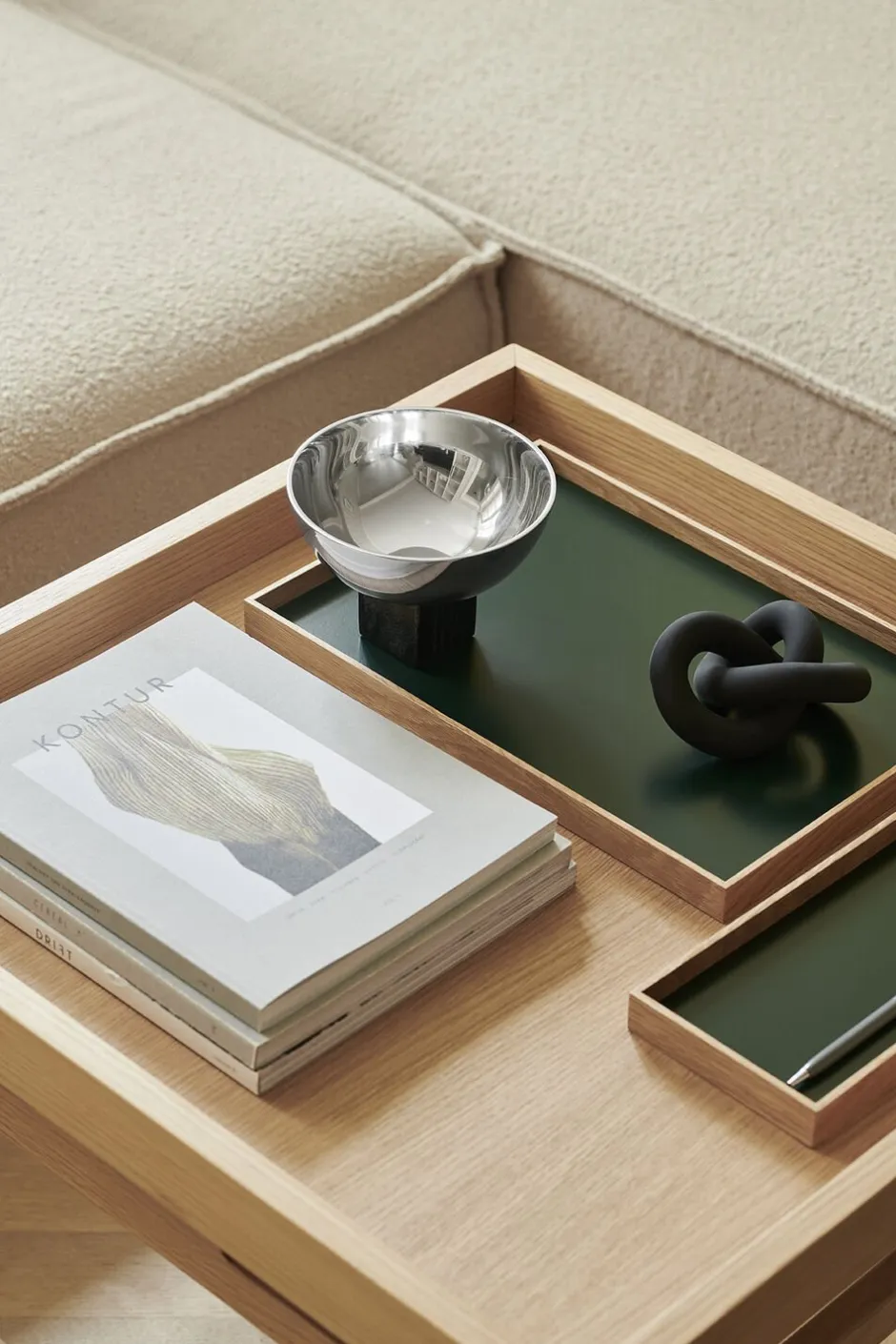 Tilbehør Til Bordet<GEJST Frame tray small oak/green