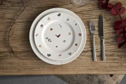 Julestel<Lyngby Porcelæn GC Cottage Tallerken Ø23 cm hvid m. deko