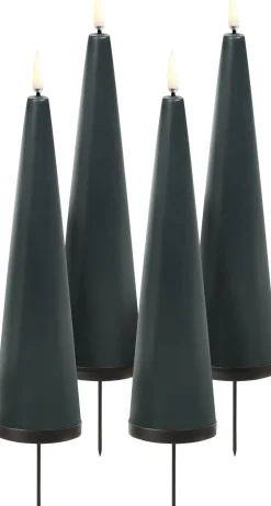 Elektriske Julelys<Uyuni Giftbox w. spike, remote, LED cone candle, Pine green, Smoot