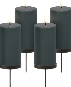 Elektriske Julelys<Uyuni Giftbox w. spike, remote, LED pillar candle, Pine green, Smo