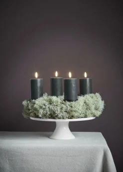 Elektriske Julelys<Uyuni Giftbox w. spike, remote, LED pillar candle, Pine green, Smo