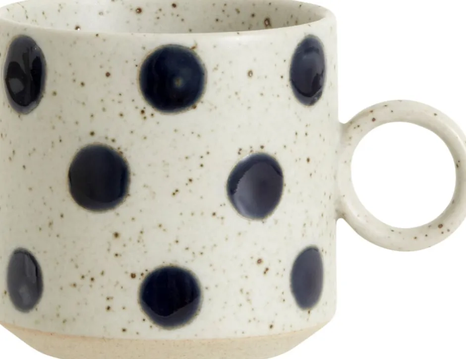 Kopper & Krus<Nordal GRAINY dot cup w. handle, sand/dark blue