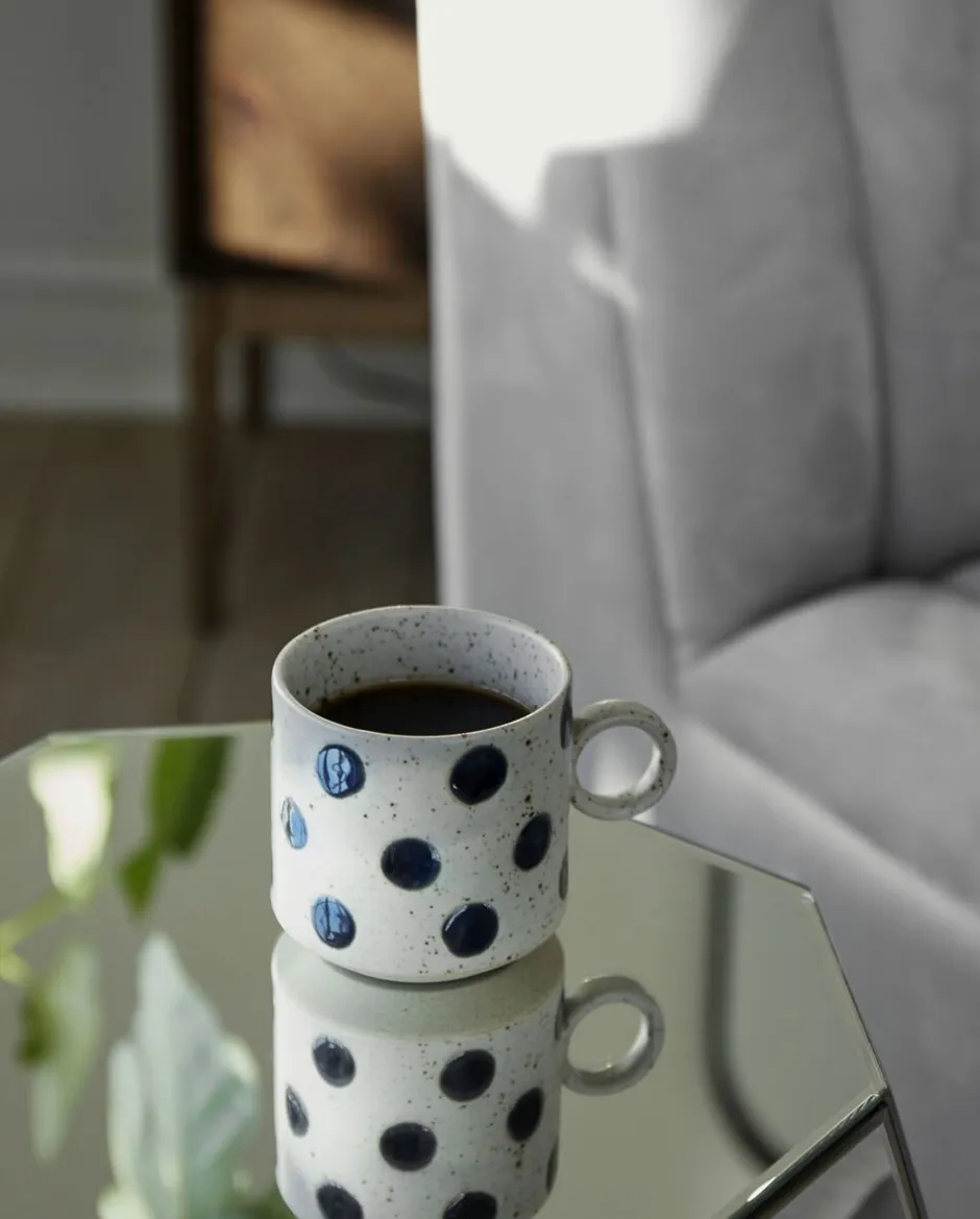 Kopper & Krus<Nordal GRAINY dot cup w. handle, sand/dark blue